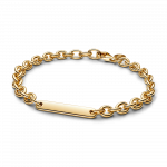 14k Gold-plated link bracelet with engravable bar