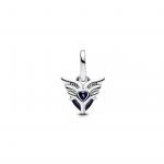 Winged heart sterling silver mini dangle with black crystal
