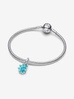 Sea snail sterling silver dangle with capri blue crystal, clear cubic zirconia, imitation turquoise and Murano glass