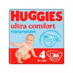 Подгузники Huggies Ultra Comfort для мальчиков размер 4 8-14 кг 80 шт