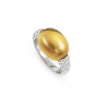 MYRADIANCE ring ed  PRECIOUS in 925 silver (LARGE)  white topaz and natural stone (004_CITRINE QUARTZ-008_Size17)