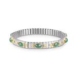 EXTENSION bracelet (S) in stainless steel with 18k gold and 10 stones (EMERALD)