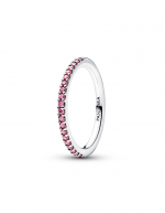 Sterling silver ring with fancy pink cubic zirconia