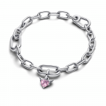 Winged heart sterling silver mini dangle with orchid pink crystal