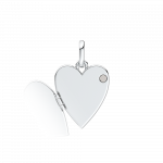 Engravable openable heart sterling silver pendant with magnet and silvery enamel