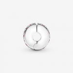 Silver clip with pink cubic zirconia and silicone grip