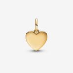 Engravable love heart 14k gold-plated dangle with clear cubic zirconia