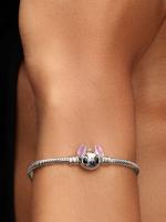 Disney Stitch snake chain sterling silver bracelet with purple, black and blue enamel