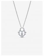 Heart padlock sterling silver pendant necklace with clear cubic zirconia