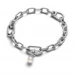 Crossing arrows sterling silver mini dangle with white lacquered artificial pearl