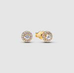 14k Gold-plated stud earrings with clear cubic zirconia