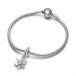 Herbarium cluster sterling silver dangle with clear cubic zirconia