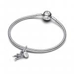 Infinity knot sterling silver double dangle clear cubic zirconia