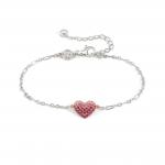 CRYSALIS bracelet in 925 sterling silver BI-TONE fin, and cz (004_Heart)