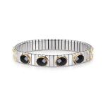 EXTENSION bracelet (M) in stainless steel with 18k gold and faceted Cubic Zirconia (Black)
