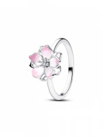 Cherry blossom sterling silver ring with shaded pink enamel