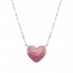 CRYSALIS necklace in 925 sterling silver BI-TONE fin, and cz (004_Heart)