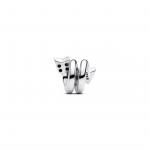 Twisting arrow sterling silver charm with clear cubic zirconia
