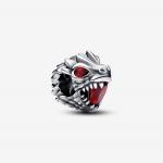 Шарм из стерлингового серебра "Game of Thrones" с головой дракона и красными кристаллом сальсы