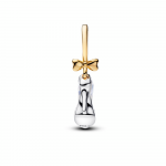 Disney Cinderella shoe sterling silver and 14k gold-plated dangle with 0.012 ct TW G-I VS+ round brilliant very good cut lab-grown diamond a