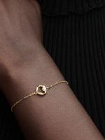 14k gold-plated bracelet with treated white freshwater cultured pearl and clear cubic zirconia