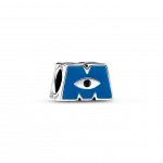 Шарм из стерлингового серебра с логотипом Disney Pixar Monsters Inc, синей эмалью и черными кристаллом
