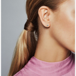 Серьга-гвоздик из стерлингового серебра с пальмой и кристаллом цвета морской волны