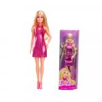 Кукла Barbie Fashionistas в розоом мини-платье металлик с вырезом в виде сердца