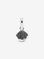 Shell sterling silver mini dangle with clear cubic zirconia