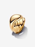 Rippled 14k gold-plated ring set