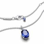 Sterling silver collier with princess blue crystal and clear cubic zirconia