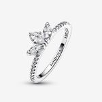Серебряное кольцо из стерлингового серебра с гербарием прозрачным фианитом