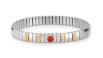 EXTENSION N.Y bracelet (S) in stainless steel with 18k gold, Cubic Zirconia and stones (CORAL)
