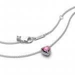 Heart sterling silver collier with fancy pink and clear cubic zirconia