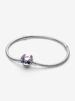 Disney Stitch snake chain sterling silver bracelet with purple, black and blue enamel