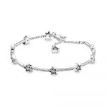 Star sterling silver bracelet with clear cubic zirconia