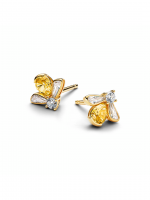 Bee 14k gold-plated stud earrings with vibrant yellow and clear cubic zirconia