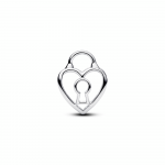 Heart padlock sterling silver charm