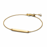 Engravable 14k gold-plated bar bracelet with clear cubic zirconia