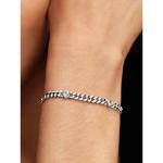 Heart cuban chain sterling silver bracelet with clear cubic zirconia