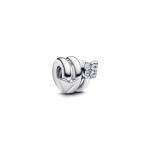 Twisting arrow sterling silver charm with clear cubic zirconia