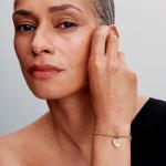 Engravable love heart 14k gold-plated dangle with clear cubic zirconia