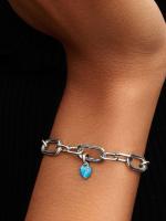 Heart sterling silver mini dangle with imitation turquoise and turquoise enamel