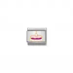 Composable Classic SYMBOLS steel, enamel and 18k gold (Cake with candle)