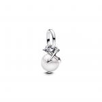 Crossing arrows sterling silver mini dangle with white lacquered artificial pearl