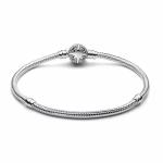 Snake chain sterling silver bracelet with north star clasp and clear cubic zirconia