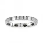 XTE stainless steel, 925 sterling silver and 4 FACETED stones bracelet (GDR) (Black)