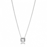 Silver necklace with clear cubic zirconia