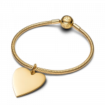 Engravable oversized heart 14k gold-plated pendant
