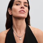 Mum sterling silver dangle with white treated freshwater cultured baroque pearl and clear cubic zirconia